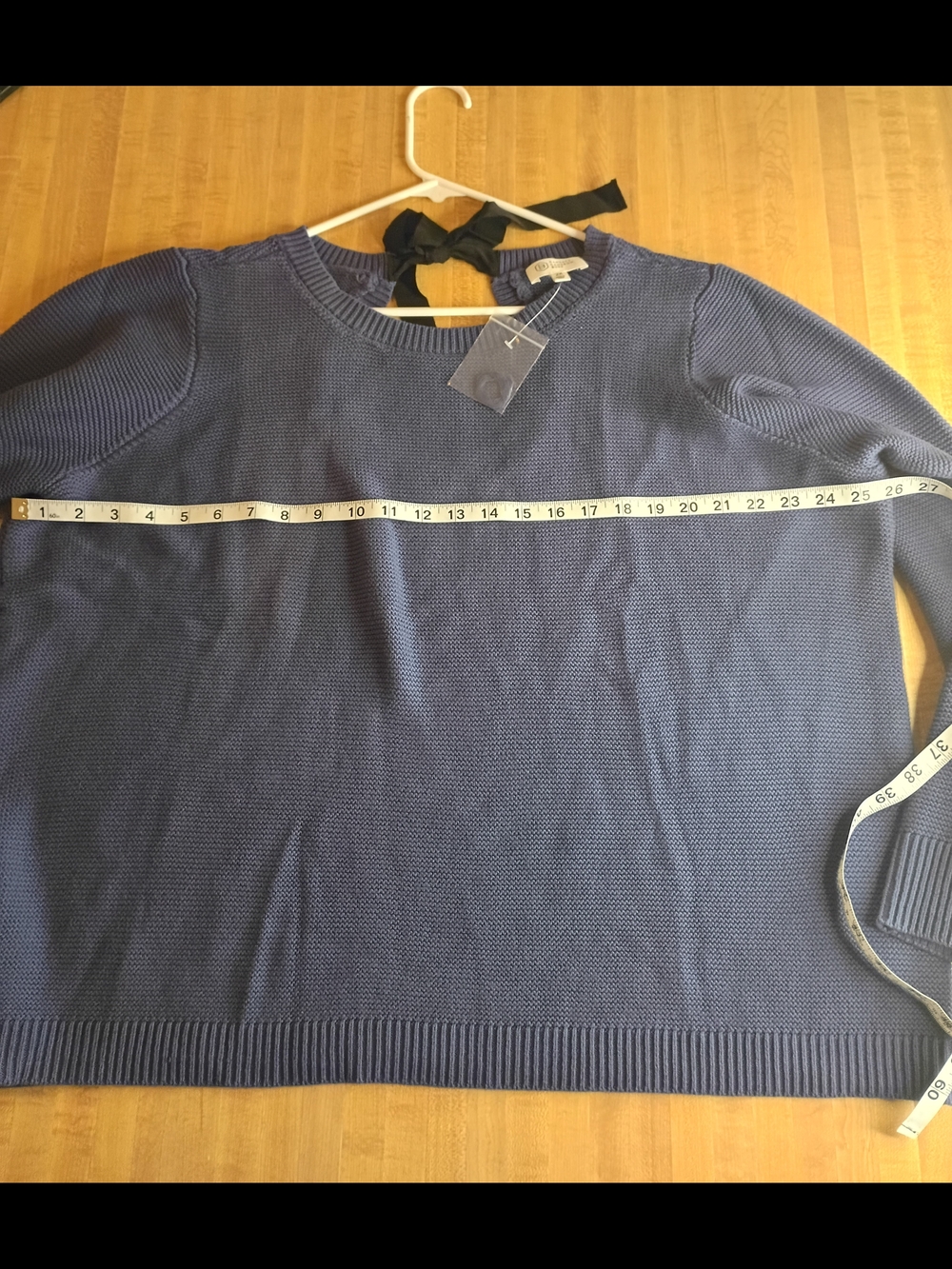 Candace Cameron Bure Navy Blue Textured Crewneck Sweater - Picture 14 of 14